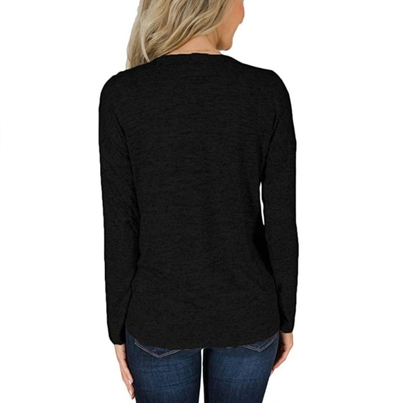 Black Button Down Cardigan With Tie - Picture 4 of 4